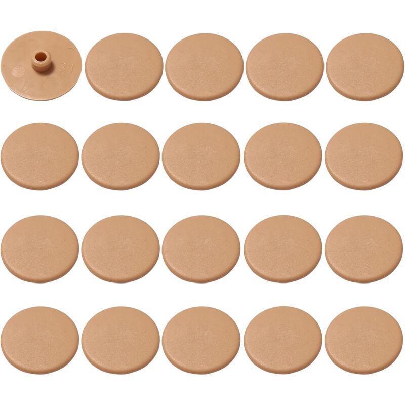 Packung Mit 20 Braunen Kunststoff-schraubenkappen – Innendurchmesser 4 Mm, Außendurchmesser 17 Mm – Flachkopf Für Innensechskantschrauben (shcs) Und Flachkopfschrauben (fhc) – Möbelanwendungen