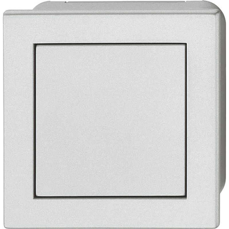 Quadratischer Schalengriff Für Einbau- Und Schraubmontage Mit Push-to-open-mechanismus, Aus Grauem Kunststoff In Aluminiumoptik. Küchenschrank, Schiebetür, Schublade, Schranktür.