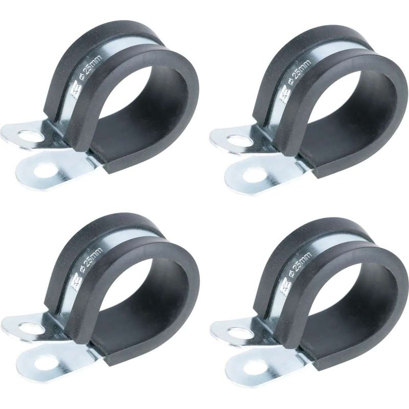 Set Mit 4 Kabelbindern Aus Metall, 25 Mm – Gummieinsatz Zur Befestigung Von P-clip-rohren – Für Kabel Und Leitungen