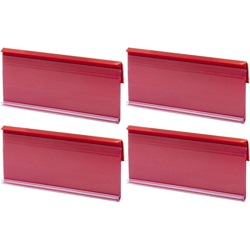 Set Mit 4 Selbstklebenden Etikettenhaltern 100x40mm – Klare Kennzeichnung Für Regale – Strapazierfähige Kunststoffrückseite
