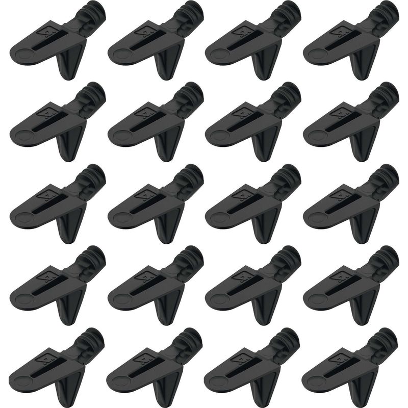 Packung Mit 20 Schwarz Verzinkten Aluminiumklemmen – 5 Mm Durchmesser, Versenkte Halterung Mit 2 Kerben – Tragfähigkeit 9,4 Kg Pro Stück