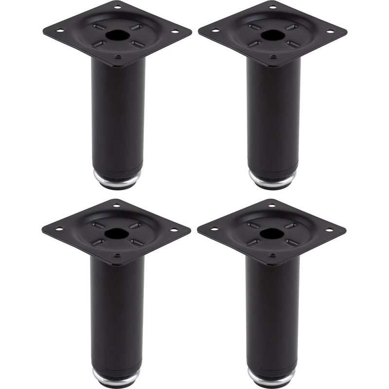 Verstellbare Möbelfüße (4x) – Stahl, Matt Schwarz – Runder Fuß Ø 30 Mm – Höhe 100 Mm – Verstellbar Bis +13 Mm – Tragkraft 20–25 Kg – Zum Anschrauben