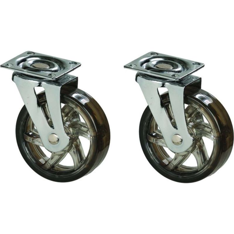 2x Lenkrollen Ohne Bremse, 75 Mm, 45 Kg Pro Rolle, Mit Universalfuß, Schwarz-transparentes Schaftdesign, Zum Anschrauben, Für Tv-ständer, Couchtische, Betten, Kommoden