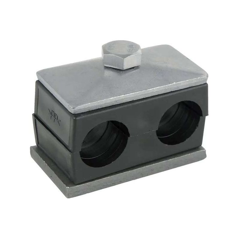Doppelschlauchschelle 42x42mm, Geripptes Polyethylen Mit Abgerundeten Kanten, Stützverbinder, Anschlussstück Für Hydraulikrohre, Schläuche Und Kabel