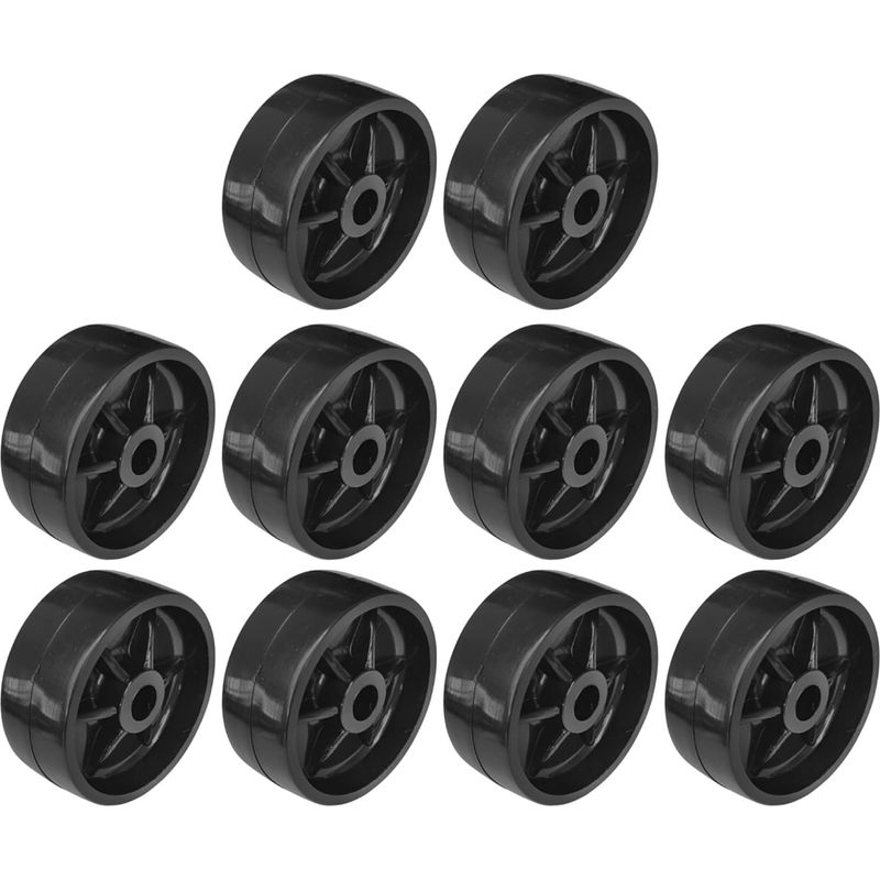 10x 38mm Schwarze, Starre Kunststoffrollen Für Universelle Verwendung, Rollen Für Möbel, Schiebetüren, Schubladen, Betten, Schränke