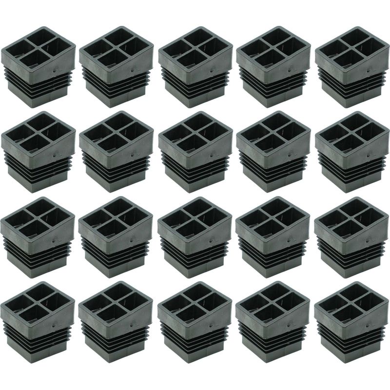 20 Abgewinkelte Vierkantrohr-endkappen Mit Antirutschrippen Aus Ldpe – Innenschutz Für Möbelbeine – Abmessungen 30 X 30 Mm – Schwarz