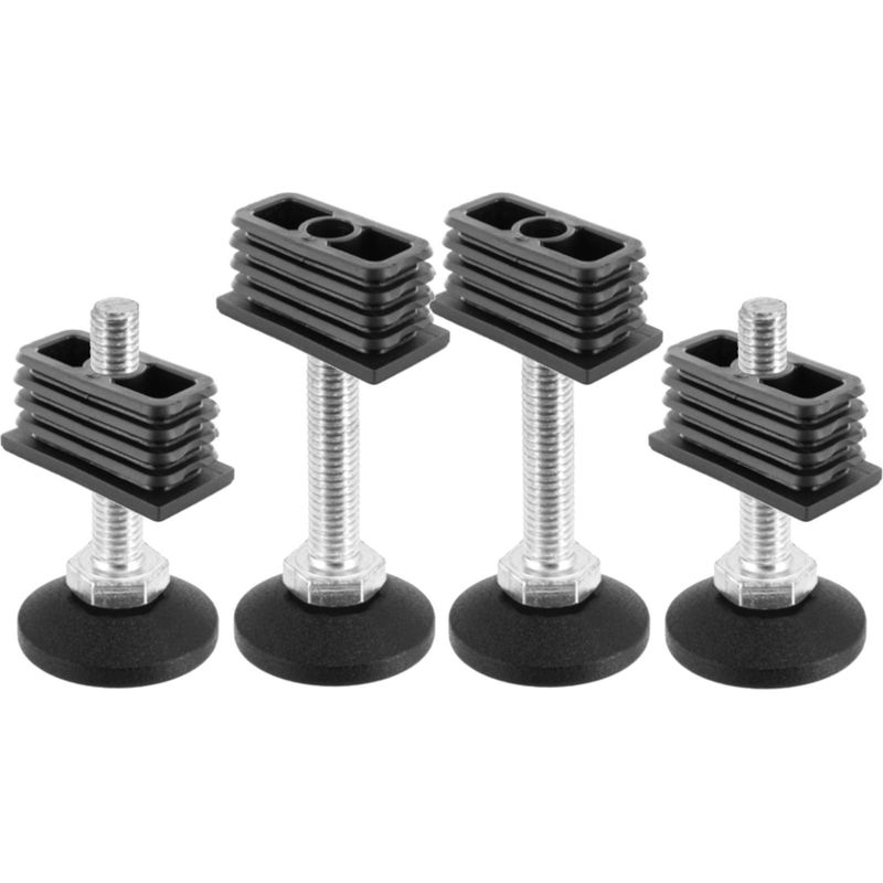 Satz Mit 4 Rechteckigen, Versenkten Endkappen 40 X 20 Mm – M8-einstellschraube – Maximale Belastung 200 Kg – Verzinkter Stahl Und Pa-kunststoff