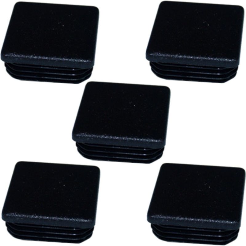 5 Schwarze Kunststoff-vierkantrohr-endkappen (28 X 28 Mm) Für Stühle Und Möbel