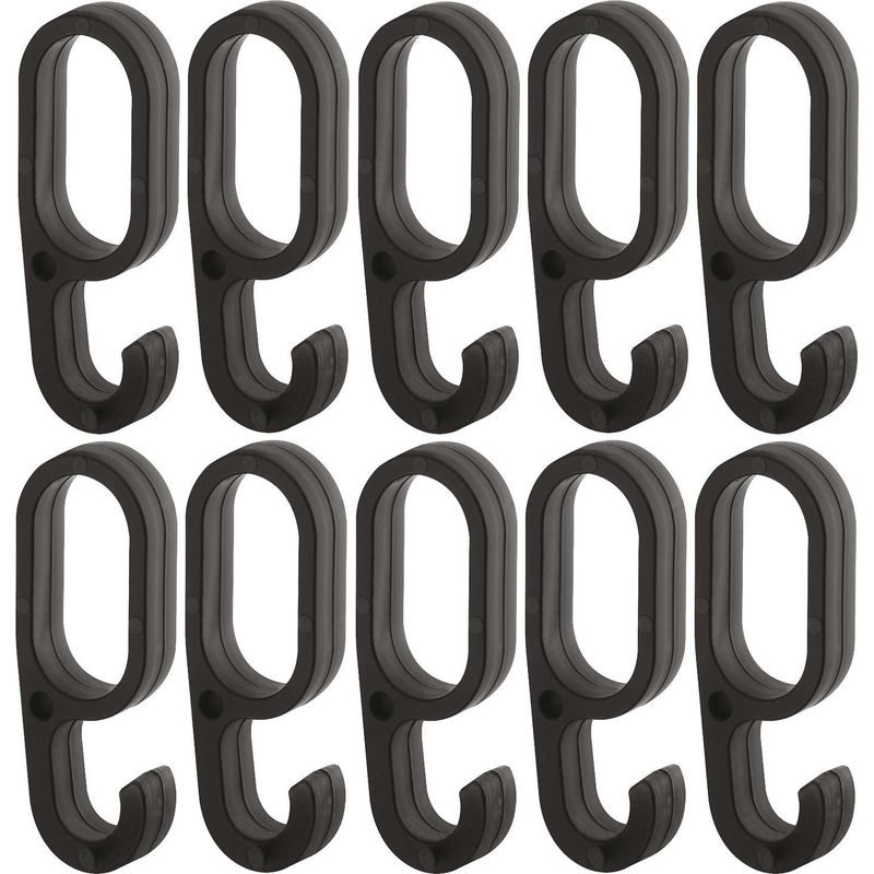 Set Mit 10 Schwarzen Kunststoffhaken Für Ovale Gardinenstangen (30 X 15 Mm) – Einfache Montage – Für Kleiderschränke Und Garderoben – Stabile Aufhängung