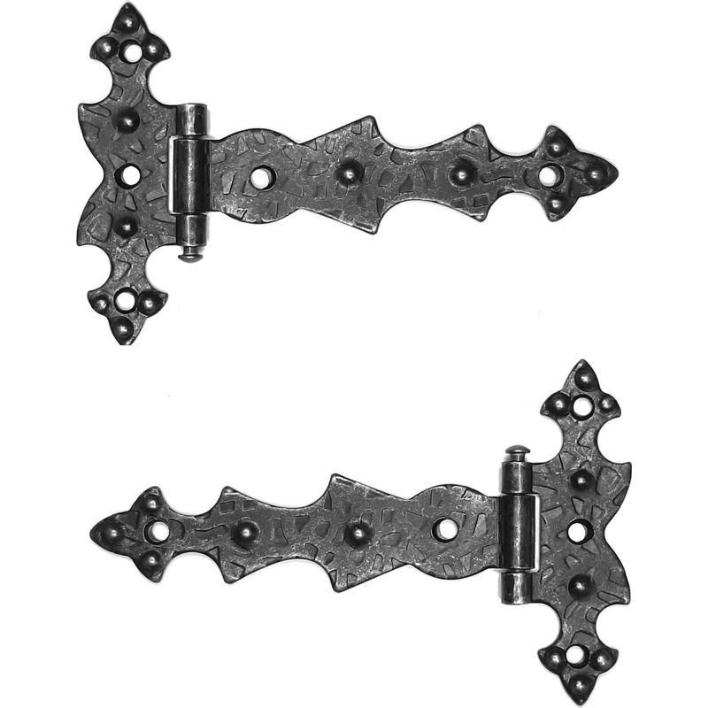 Set Mit 2 Flachen, Schwarzen Scharnieren Aus Schmiedeeisen, 70 X 105 Mm – Retro-vintage-stil – Für Antike Möbel Und Schranktüren