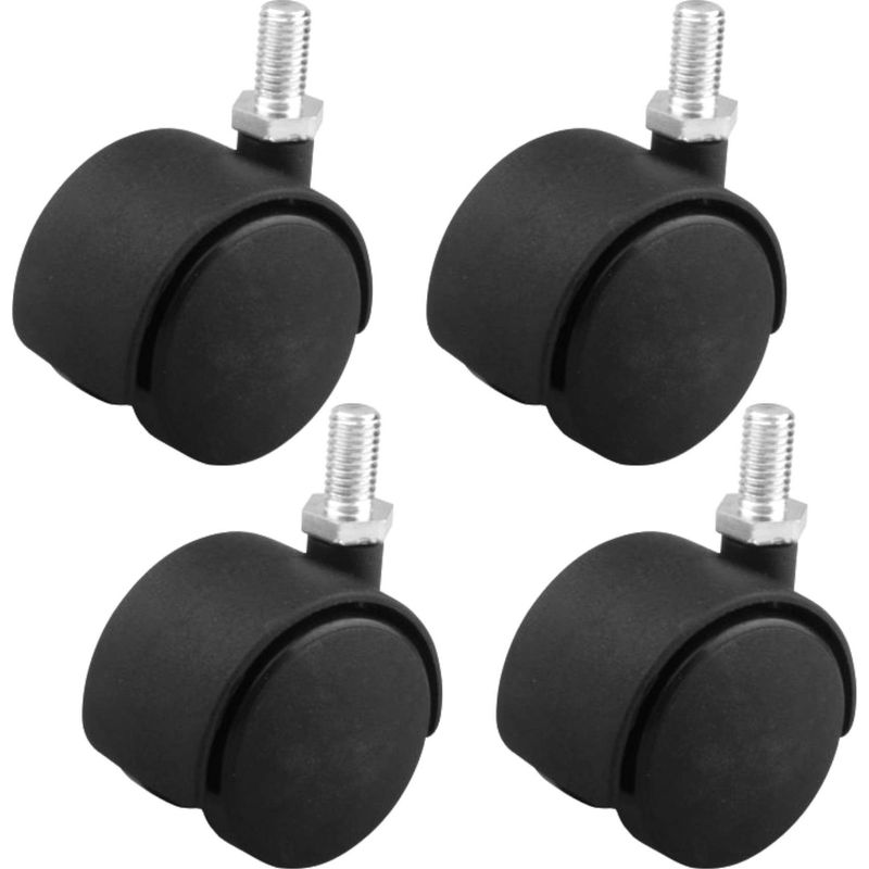 Satz Mit 4 Lenkrollen, 40 Mm Durchmesser – Maximale Traglast 30 Kg – Gewindeschaft M8x15 Mm – Höhe 45 Mm – Ohne Bremsen, Für Möbel Und Transportwagen