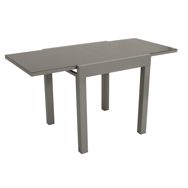 Degamo - Balkon-Ausziehtisch marina 70/140x70cm, Aluminium silbergrau + Glas grau