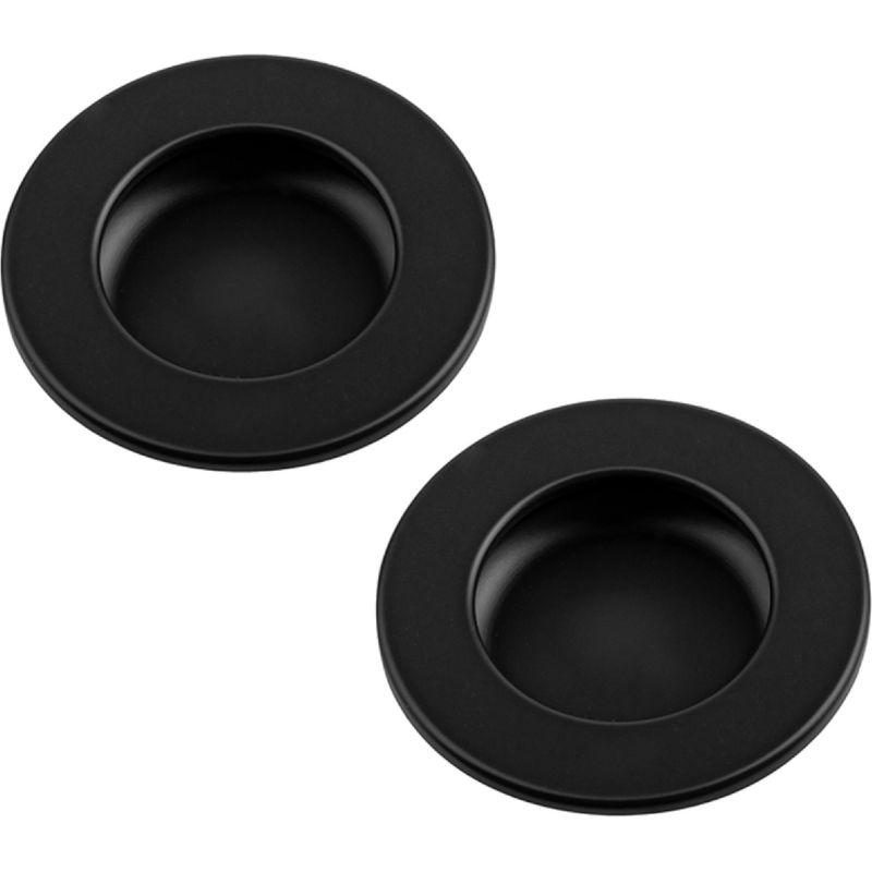 Runder, Eingelassener Griff Ø 60 Mm Für Möbel Oder Schiebetüren Aus Schwarzem Kunststoff. Geeignet Für Ankleidezimmer, Kinderzimmer, Kleiderschrank Und Schubladen.