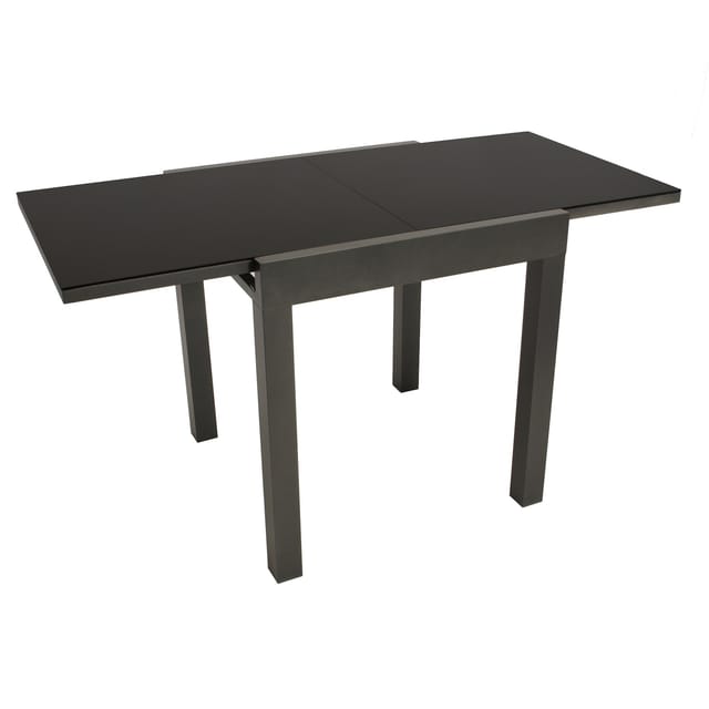 Degamo - Balkon-Ausziehtisch elba 70/140x70cm, Aluminium anthrazit + Glas schwarz