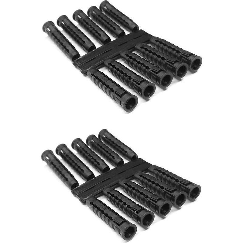 20 Universal-wanddübel Mit Flansch, 10 X 50 Mm, Schwarzer Kunststoff, Für Schrauben Mit Einem Durchmesser Von 6 Mm Bis 8 Mm, Für Massive Und Hohle Wände Und Decken