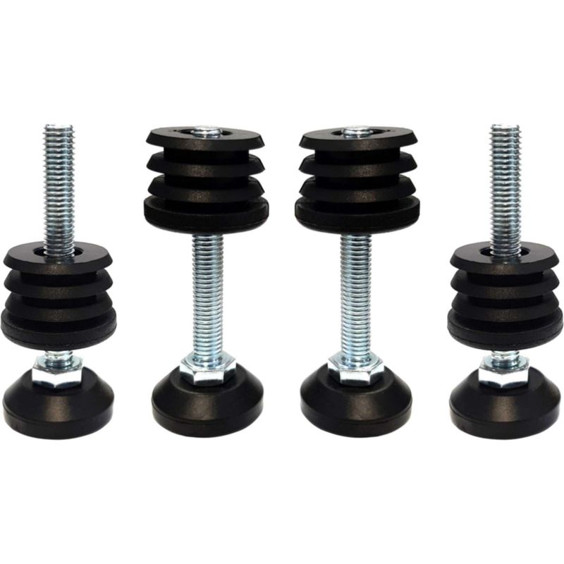 4x Runde, Eingelassene Endkappen Ø 35 Mm Mit Stellschrauben Für Möbelbeine, Stühle, Regale Und Tische