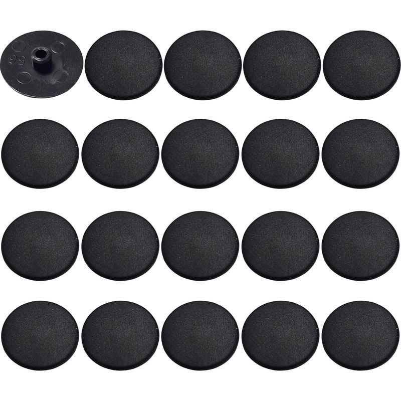 Packung Mit 20 Schwarzen Kunststoff-schraubenabdeckungen – Flachkopf Chc Fhc 15 Mm – Innensechskant Sw4 – Abmessungen: D=4 Mm, D=17 Mm, L=3 Mm