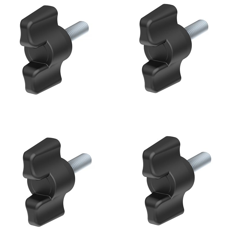 4x M6 X 10 Flügelmuttern Mit Stahlschaft Und Kunststoffkopf