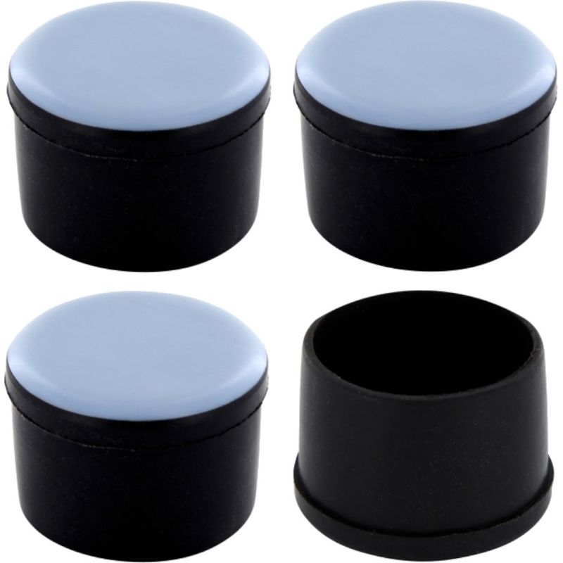 Set Mit 4 Runden Rohrendkappen, 18 Mm – Teflonbeschichtung Zur Reibungsreduzierung – Kappen Für Stühle Und Tische – Schwarz