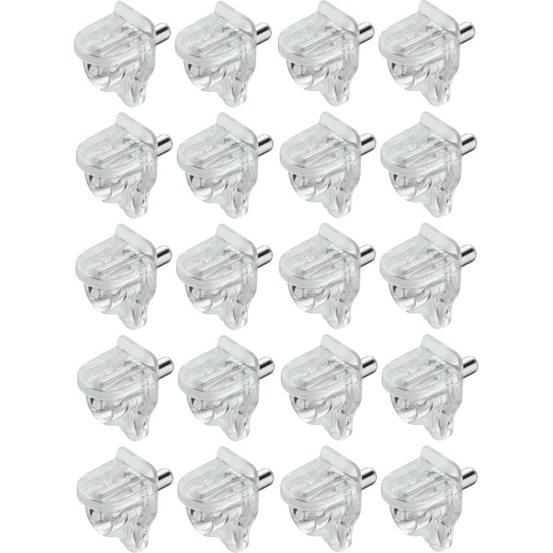 Packung Mit 20 Transparenten Kunststoff-regalträgern Mit 3 Mm Stahlzapfen – Tragkraft 2 Kg Pro Stück – Für Holz- Oder Glasregale