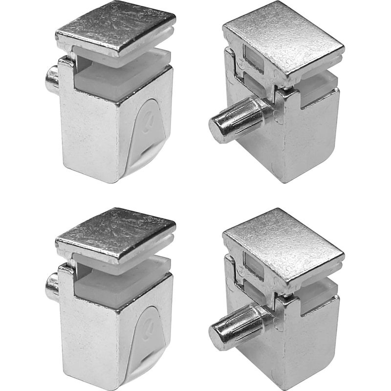 4er-set Glasbodenhalterungen – Silikon-stoßdämpfer – Vernickelte Oberfläche – Abschließbar – Für Glasstärken Von 4–10 Mm