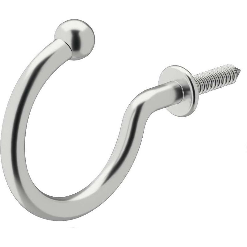 Verstellbarer Schraubhaken Aus Edelstahl – Abgerundete Spitze – Für Hartholz – Maße 40 X 34 Mm – Polierte Oberfläche