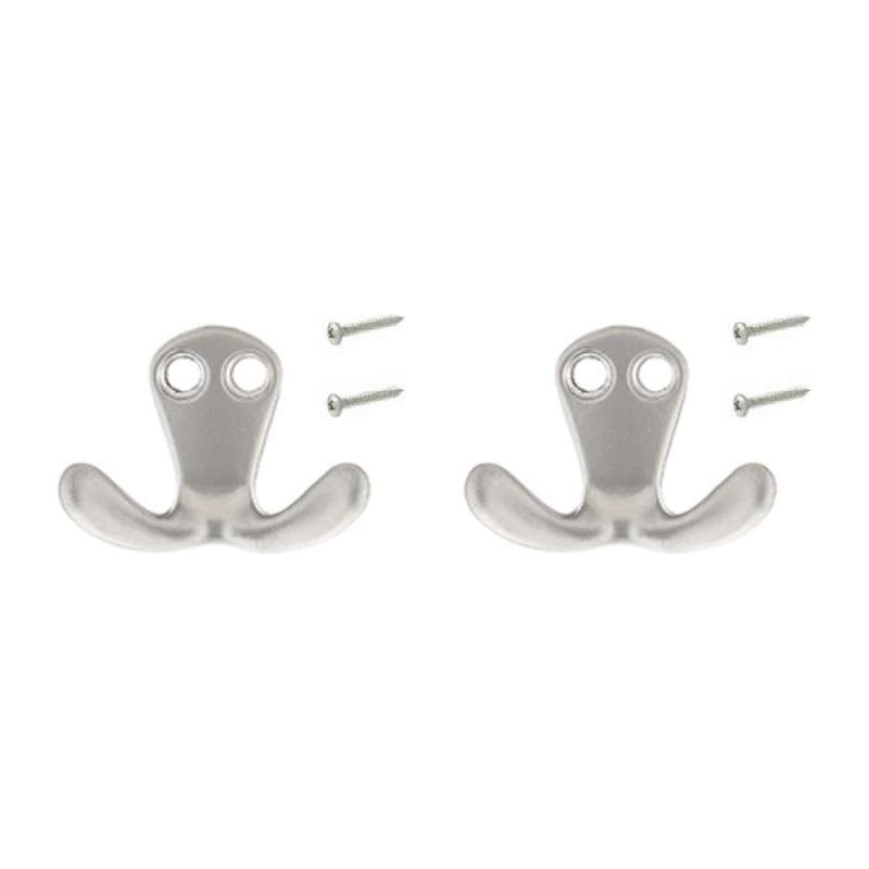 2x Doppelhaken 33mm Satin Nickel Finish Metall Stahl Küche Bad Möbel Garderobenhaken Handtuch Hemd Geschirrtuch Dekoration Mit Schrauben