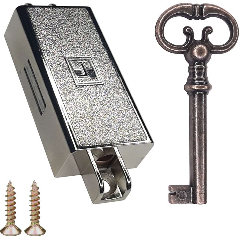 Espagnolette-schloss Mit Schlüsselersatz Für Antike Möbel – Für Vintage-schränke Und Sideboards – 64 Mm Achsabstand – 28 Mm Breite – 14,5 Mm Dicke