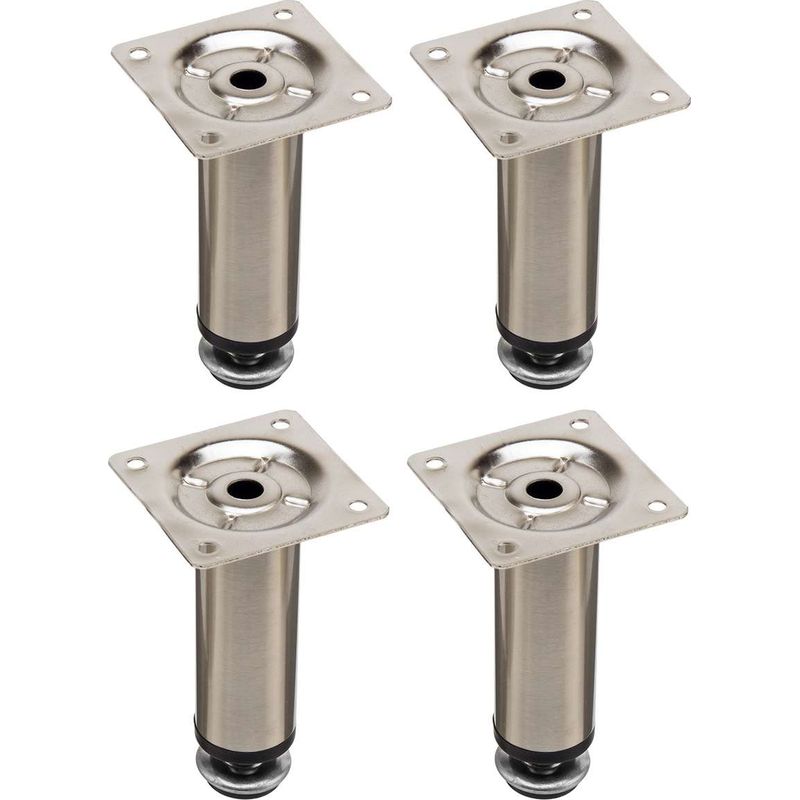 Verstellbare Möbelfüße (4x) – Runder Fuß Ø 30 Mm Aus Poliertem Chromstahl – Höhe 100 Mm, Verstellbar Bis +13 Mm – Tragkraft 20–25 Kg