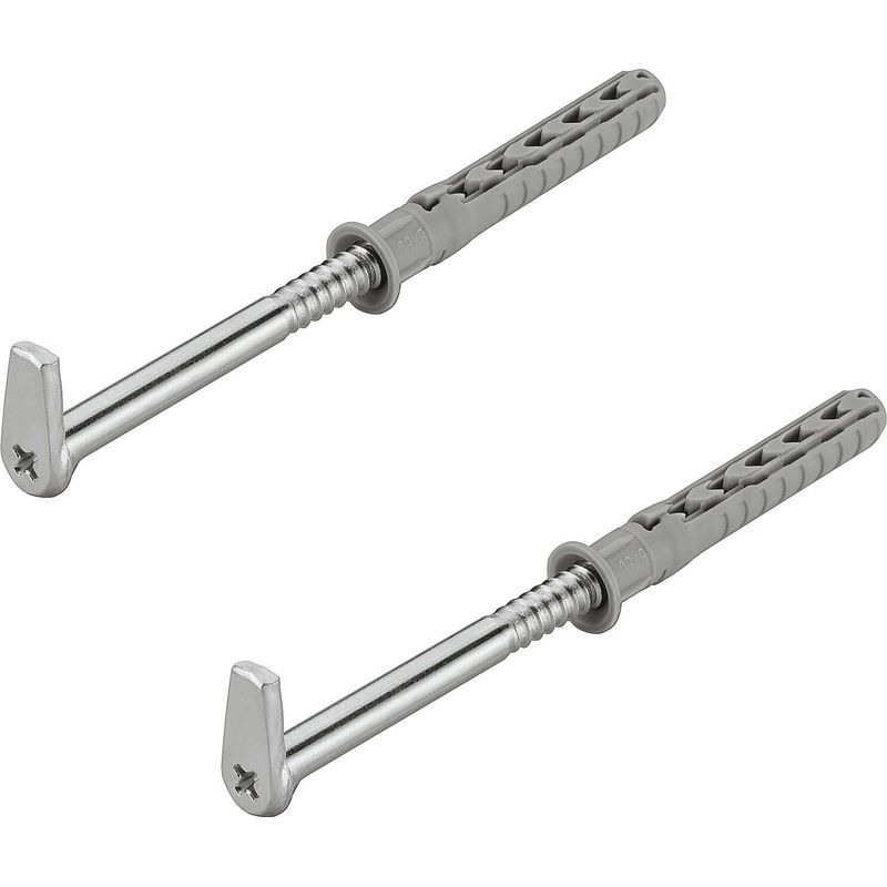 Set Mit 2 M6-schraubhaken (5,8 Mm X 80 Mm) – Verzinkter Stahl – 60-mm-dübel Zur Befestigung Von Schränken Und Regalen