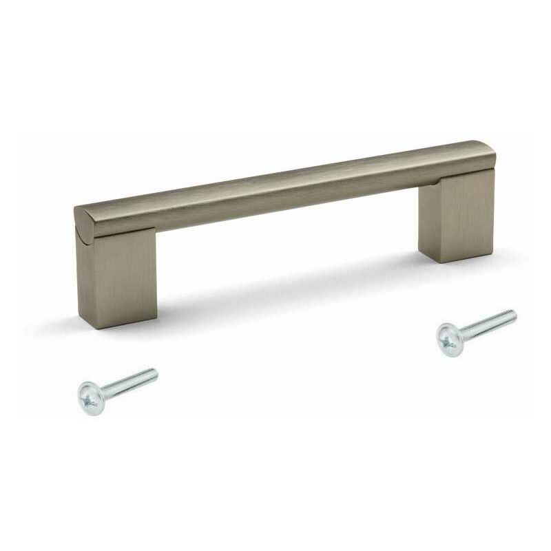 Metallmöbelgriff In Edelstahloptik, 140 Mm Lochabstand, 128 Mm Lochmittenabstand, 15 Mm Höhe, Inklusive Schrauben. Geeignet Für Schubladen, Schränke, Kommoden, Truhen, Sideboards, Küchen Und Schlafzim