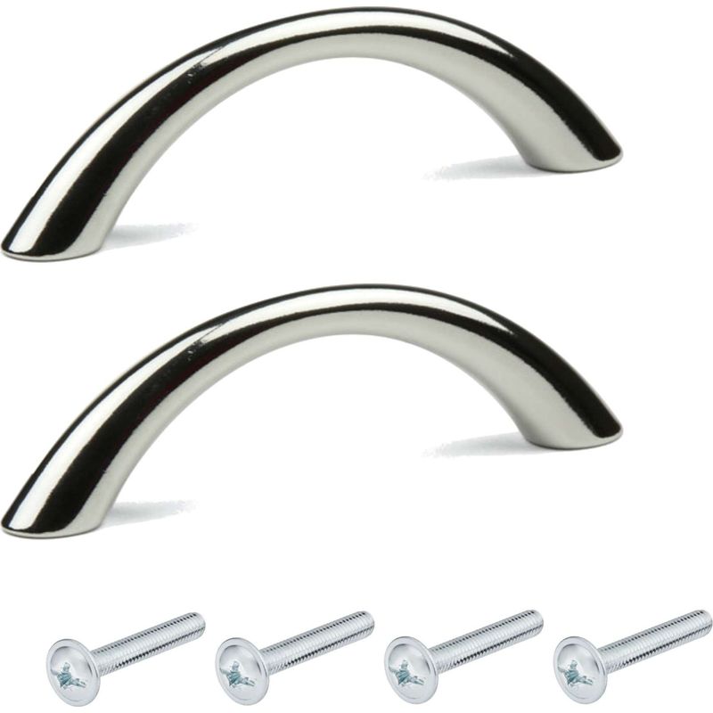 2x Möbelgriffe Aus Verchromtem Metall, 96 Mm Lochabstand, 24 Mm Höhe, Für Schubladen Und Schränke, Inklusive Schrauben