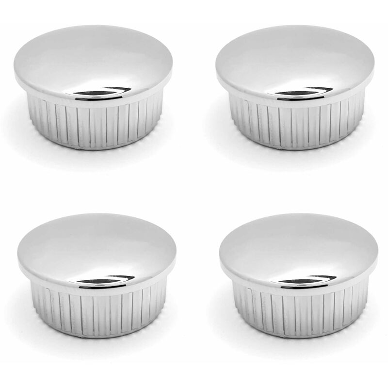 Set Mit 4 Verchromten Runden Kunststoff-rohrendkappen, 8 Mm – Korrosions- Und Kratzfest – Für Den Innen- Und Außenbereich