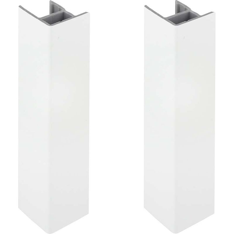 Set Mit 2 Sockelleistenverbindern 150 Mm – Mattweiß, Ral 9016 – Verbinder Für Möbelfüße – 20 Mm Pvc-profil