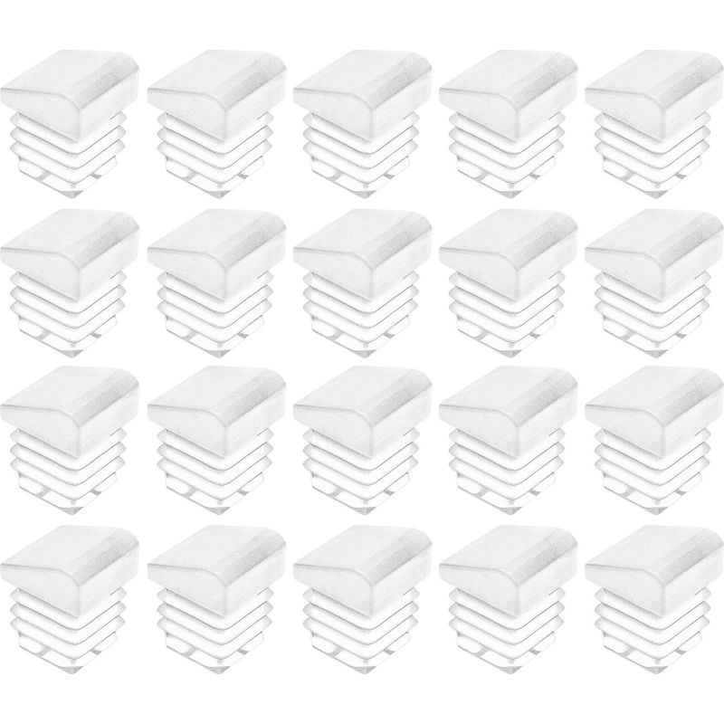 20x Quadratische, Abgewinkelte Rohrendkappe Mit Antirutschrippen Aus Ldpe, Rohrabdeckung, Möbelfuß, Stuhlstopfen, Innenschutz, Gerillt, 25 X 25 Mm, Weiß