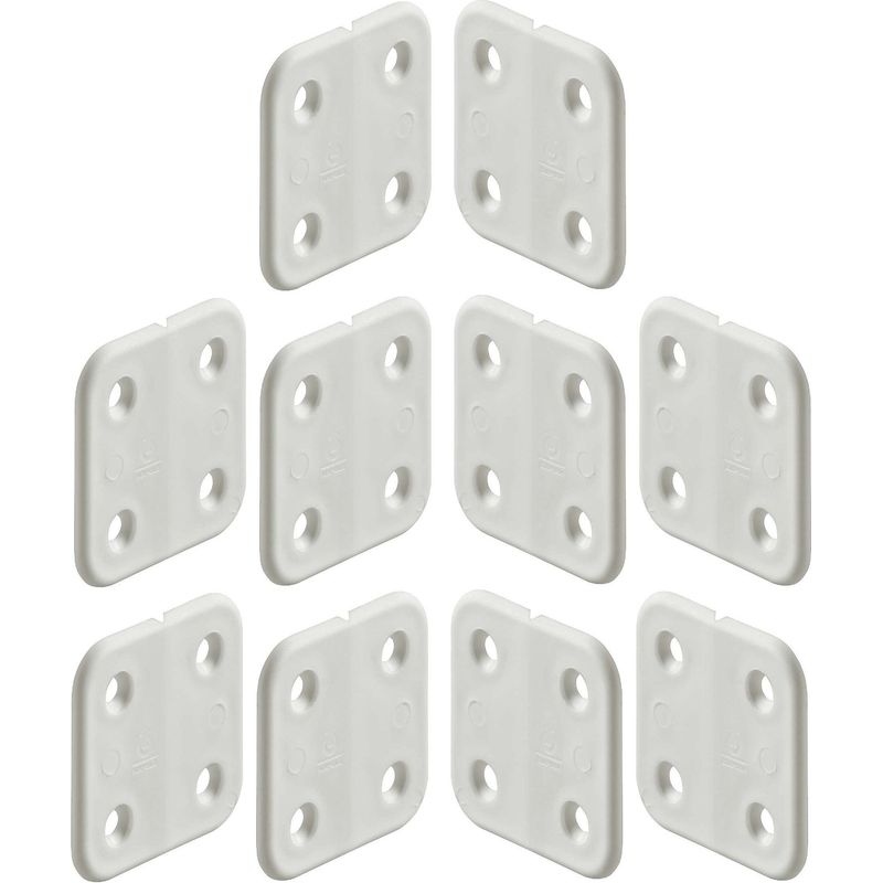 Möbelscharnier 10 X 40 X 40 Mm – Abgerundete Klingenform – 4 Löcher – Weißer Kunststoff – Maximale Traglast 20 Kg