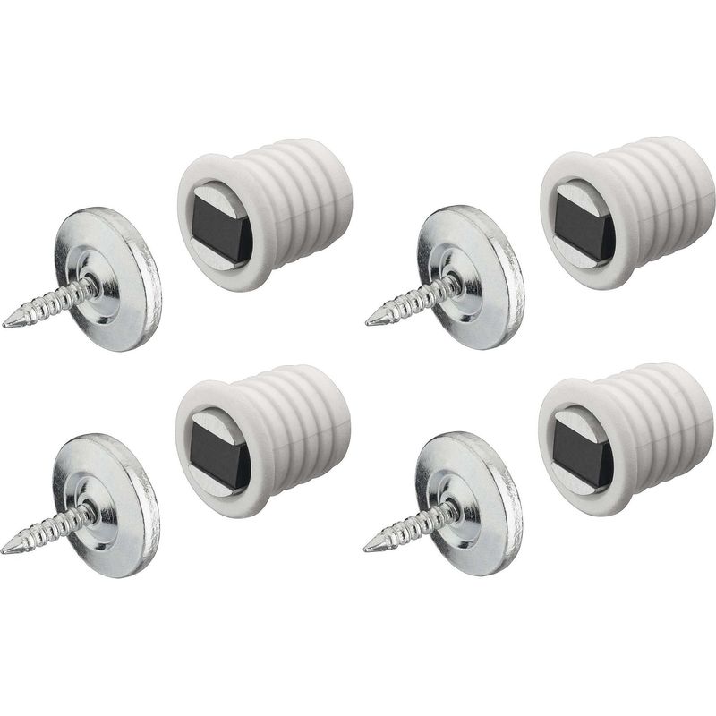 Set Mit 4 Runden, Weißen Magnet-schraubverschlüssen – Stahl Für Holzmöbel – Magnetische Rückseite Für Schränke Und Kleiderschränke