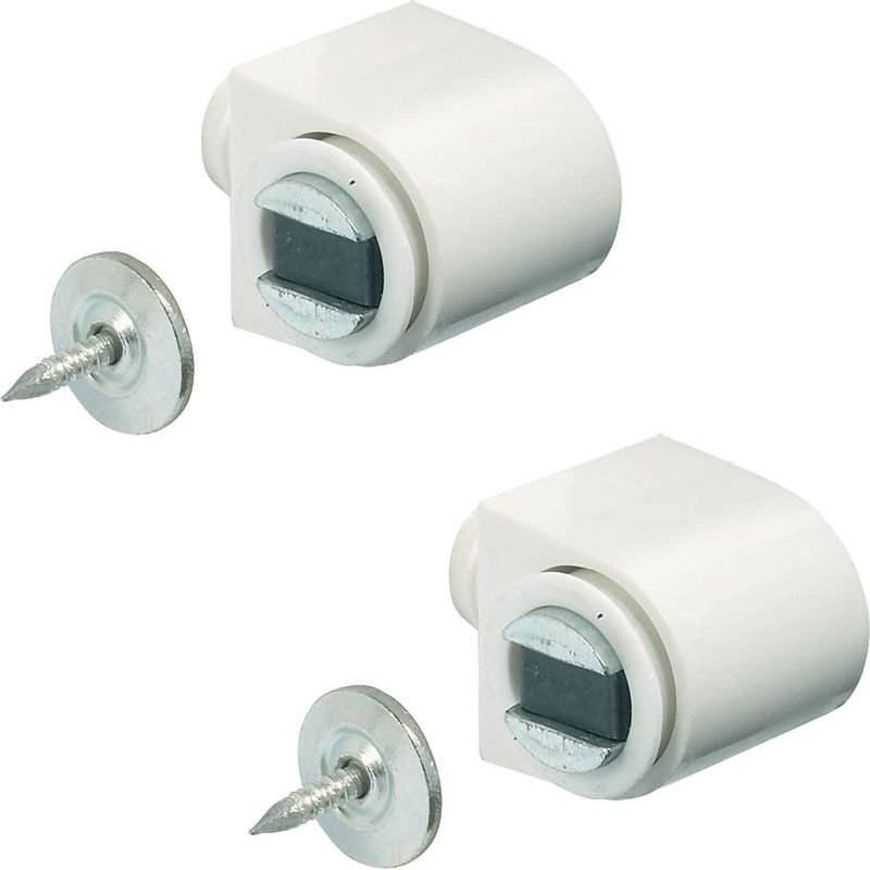Set Mit 2 Weißen, Runden Magnetverschlüssen – Inklusive Schrauben Und Universeller Rückplatte – Für Küchen- Und Badezimmermöbel