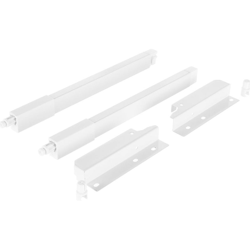 Set Aus 2 Rechteckigen Längsschienen Mit Rückseitigen Befestigungswinkeln Zur Anhebung Einer 140/300 Mm Schublade, Weiß. (riser, Slide, Layout, Rail, Guardrail)