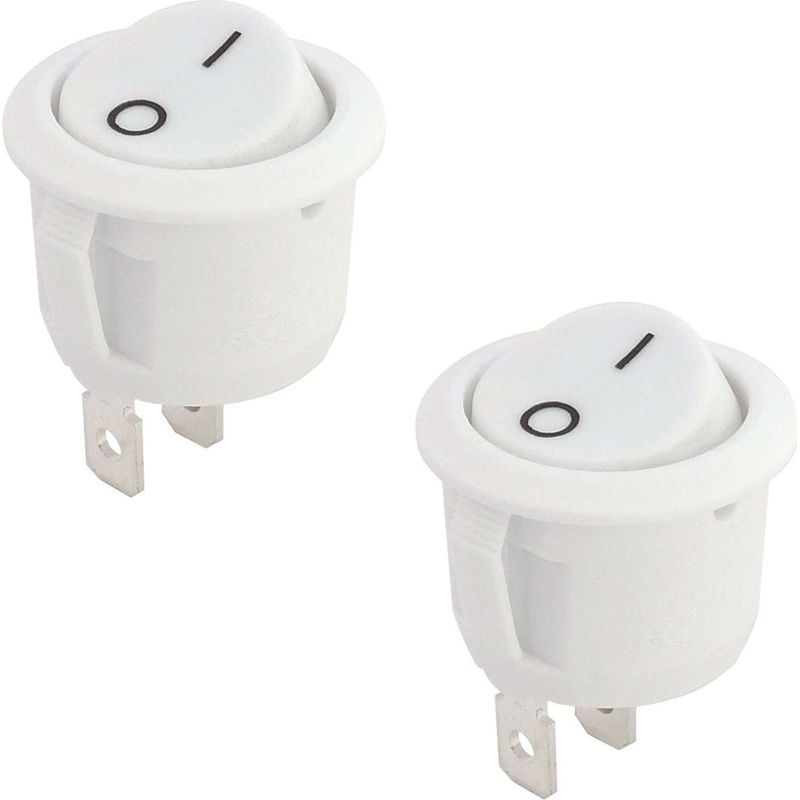 Set Mit 2 Runden Mechanischen Wippschaltern 230 V 4 A – Zweipolig Ein/aus – Für Led-streifen In Küche Und Bad – Weiß