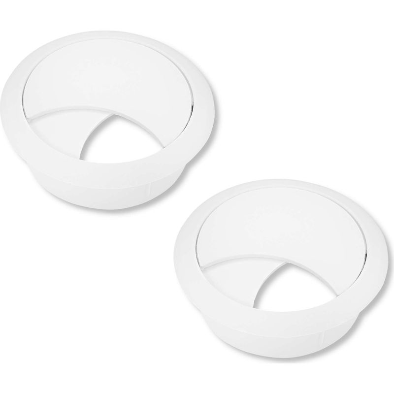 Set Mit 2 Versenkten 58-mm-kabeldurchführungen – Für Schreibtische Und Tische – Material: Kunststoff – Zur Kabelführung Von Computer- Und Monitorkabeln