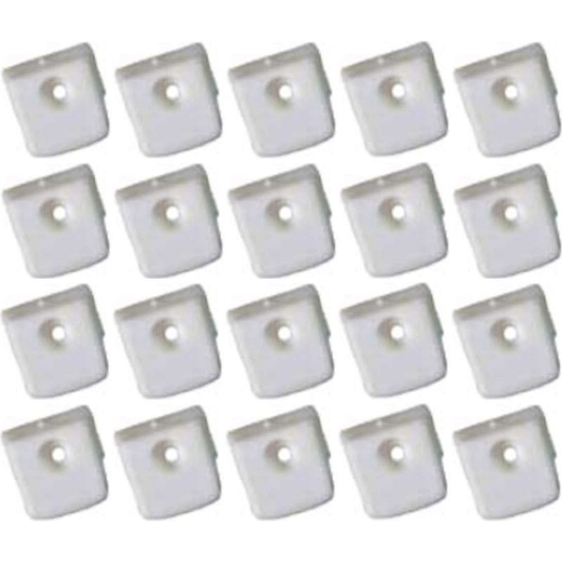 20er-pack Wandhalterungen Für Spiegel – Weißer Kunststoff – Höhe 16 Mm – Breite 17 Mm – Dicke 7 Mm – Schraubmontage