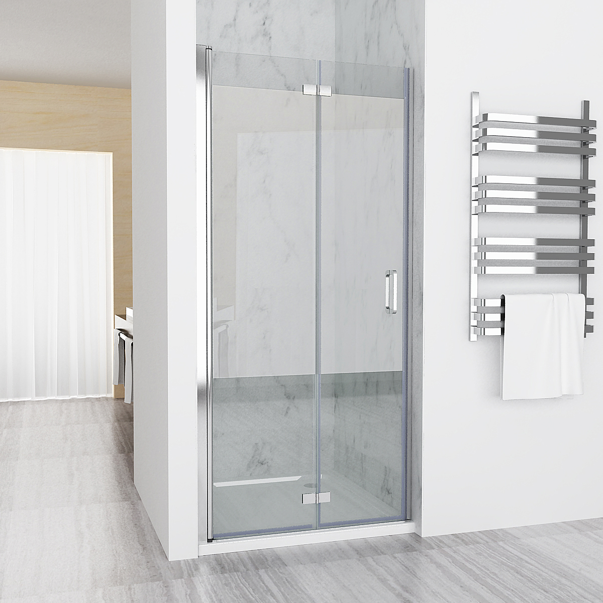 Lisa - Duschkabine Falttür Eckeinstieg Duschabtrennung Esg Nano Glas, Nischentür/duschtür 100 X 185cm