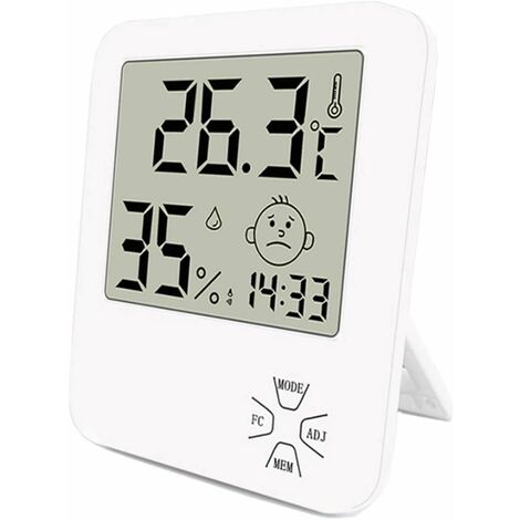 Litzee Mini Hochgenaues Digitales Indoor-hygrometer-thermometer Heimthermometer Mit Klappständer Und Wecker Für Die Anzeige Des Wohnkomforts Büro Küchengarten Usw. Weiß