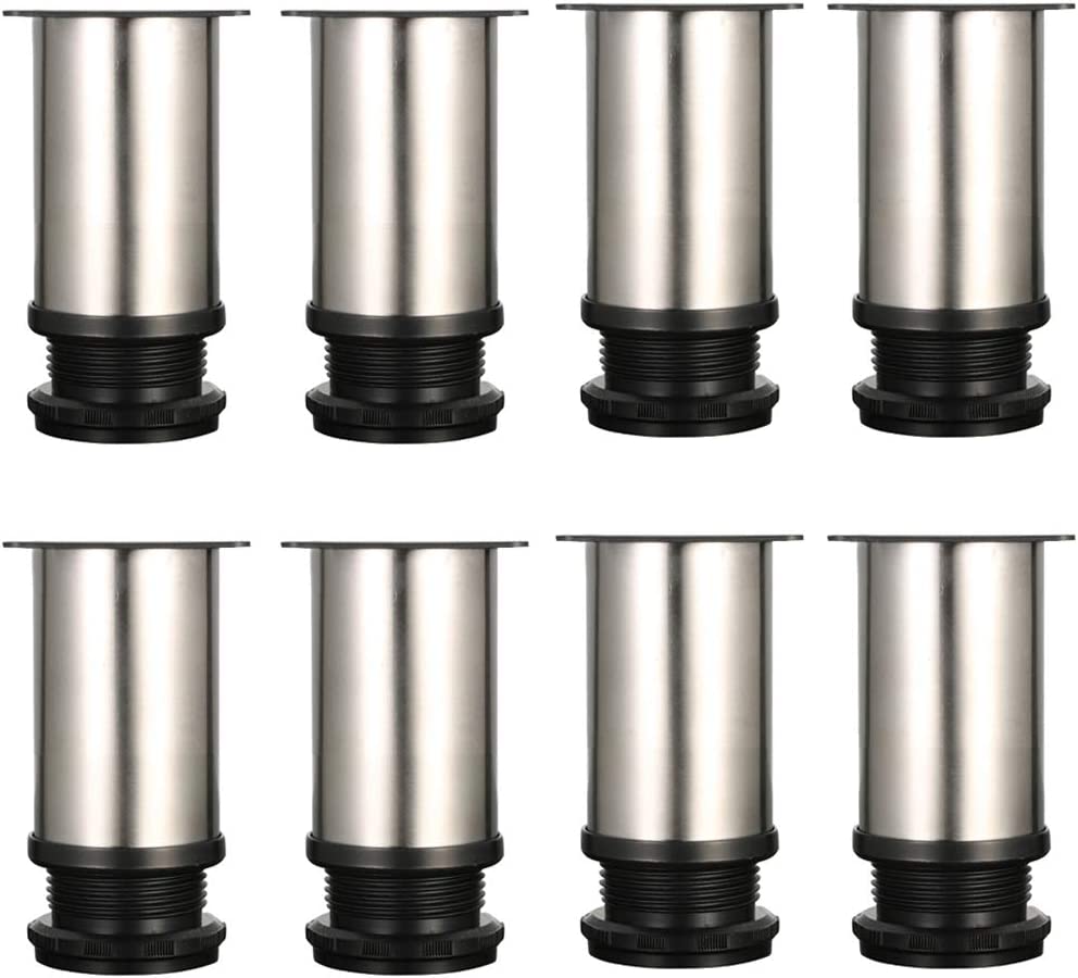 Litzee 8er Set Möbelbeine, Verstellbar Möbelbeine - Chrom Metall - Höhenverstellbar (gesamt: 80-95mm)