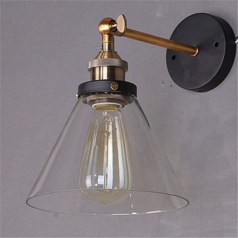 Litzee – Vintage-industrie-wandleuchte Aus Glas – E27-fassung – Höhe 23 Cm – Für Retro-beleuchtung In Küche, Wohnzimmer, Schlafzimmer
