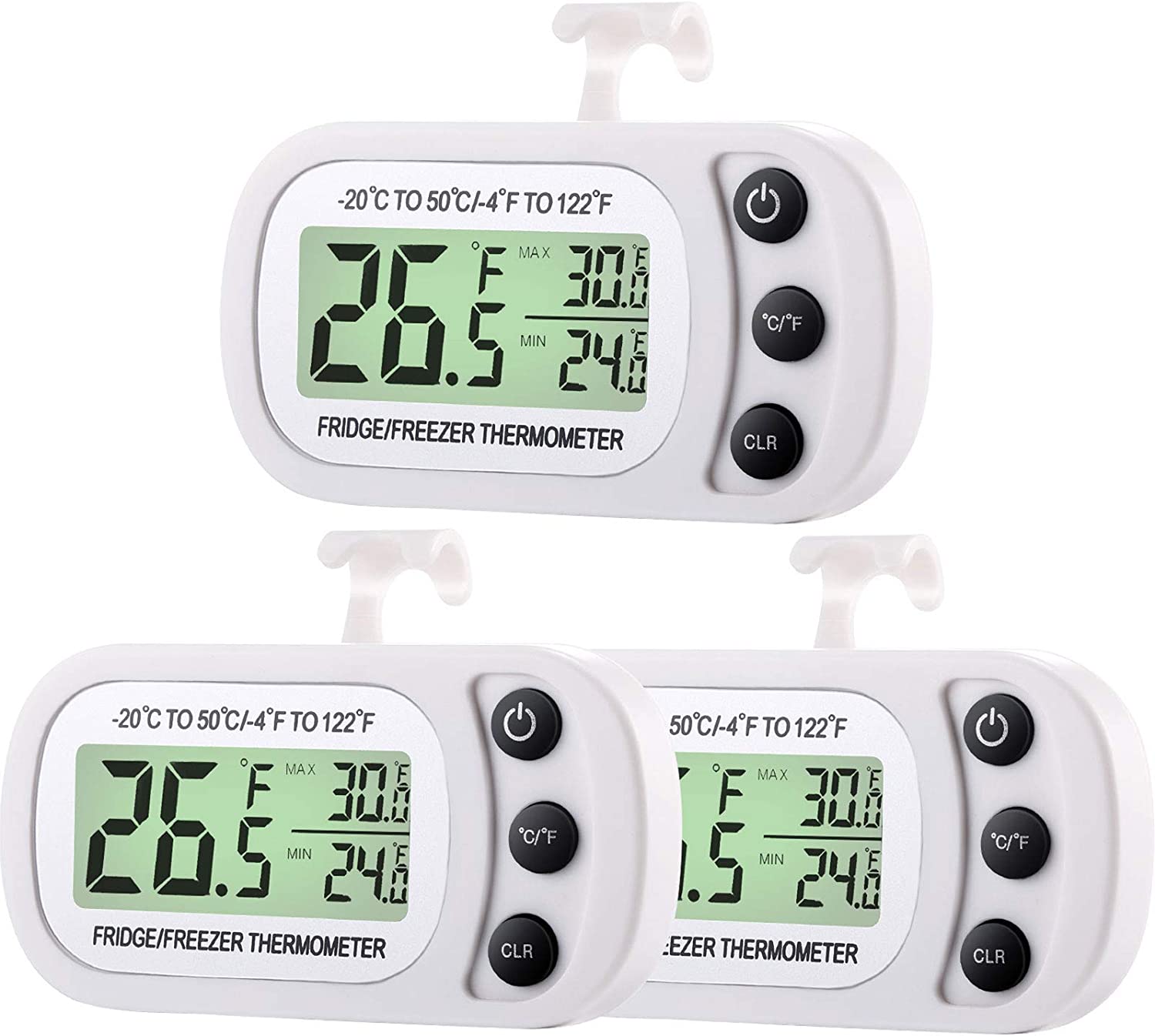 Litzee Digital Kühlschrank Gefrierschrank Thermometer Kühlschrank Raumthermometer Wasserdichtes Kühlertemperaturthermometer Mit Max. Min. Aufnahmefunktion Großes Lcd-display (3)