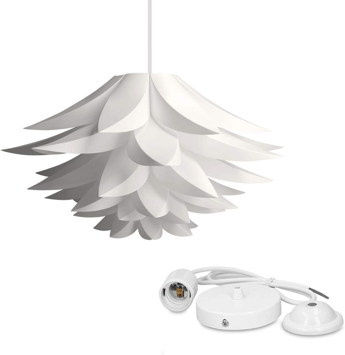 Litzee Lotus Design Lampe - Xl-schirm Zur Montage - Iq-deckenleuchte - Set Mit Deckenmontage 90 Cm Kabel E27-buchse - 50 Stk