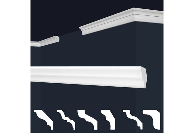 Marbet Design - Stuckleisten xps Styropor weiß 2 Meter Deckenleisten Wandleisten E-Leisten Modelle: E-2 / 17x25mm, 20 Meter / 10 Leisten