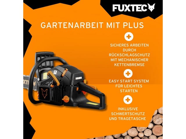 Benzin Kettensäge FX-KS255 – Motorsäge 2,3kw 54ccm Hubraum & EASY-Start – Schwertlänge 52cm inkl. Schwertschutz & Tragetasche - Fuxtec